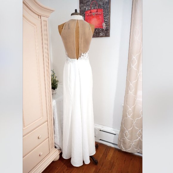 🆕TADASHI SHOJI Embroidered Trumpet Halter Wedding - Picture 7 of 9